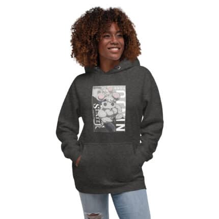 Premium Demon Slayer Hoodie – Shino Buff Mice Design Unisex Charcoal Heather