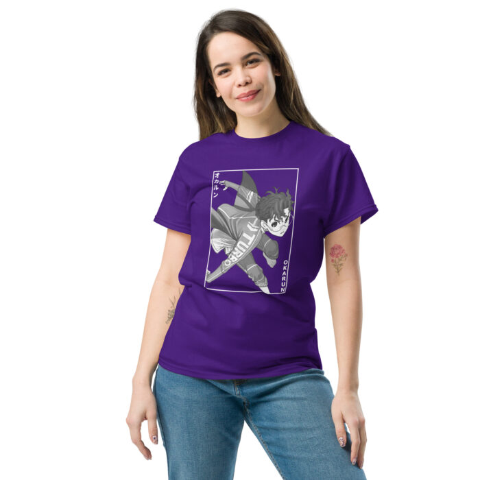 Okarun Turbo Shift T-Shirt | Dandadan Supernatural Apparel unisex classic tee purple